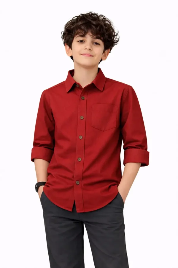 Sola Boys Regular Fit Solid Spread Collar Casual Shirt