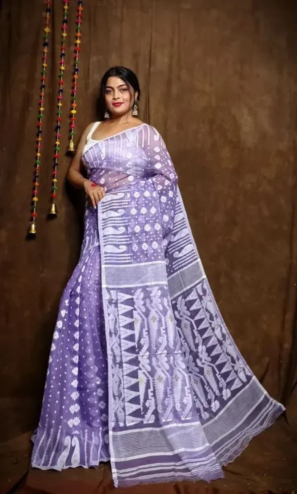 Janvi fashion Embroidered Jamdani Cotton Silk Saree