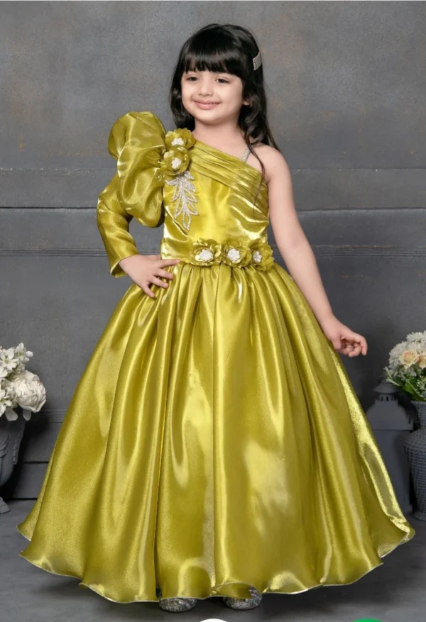 asdress Girls Maxi/Full Length Festive/Wedding Dress (Green, Sleeveless)