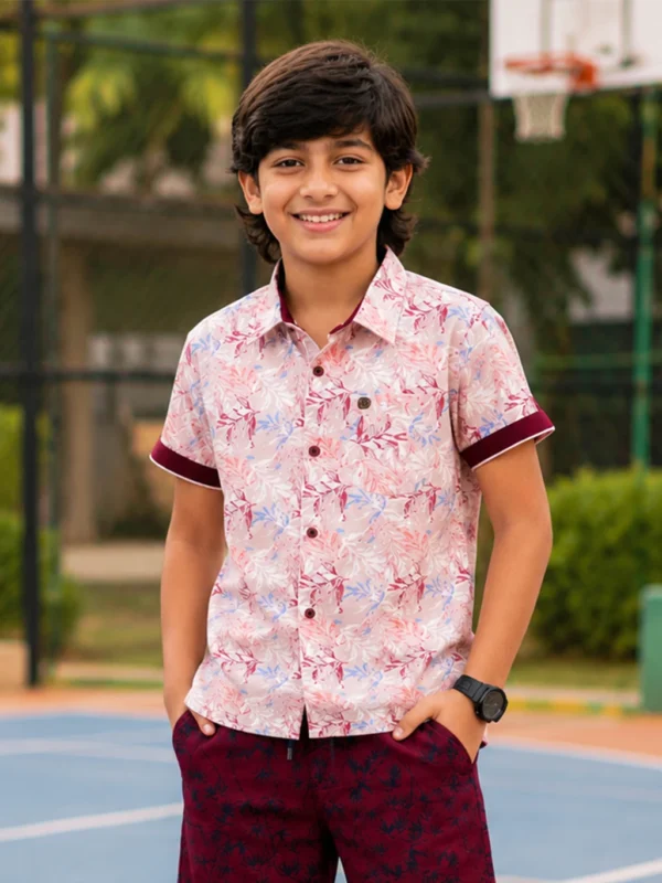 KiddoPanti Boys Regular Fit Printed Button Down Collar Casual Shirt