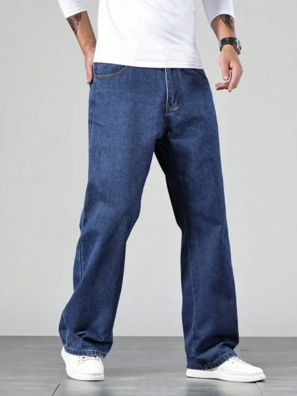 Netyork Men Boot-Leg Mid Rise Dark Blue Jeans