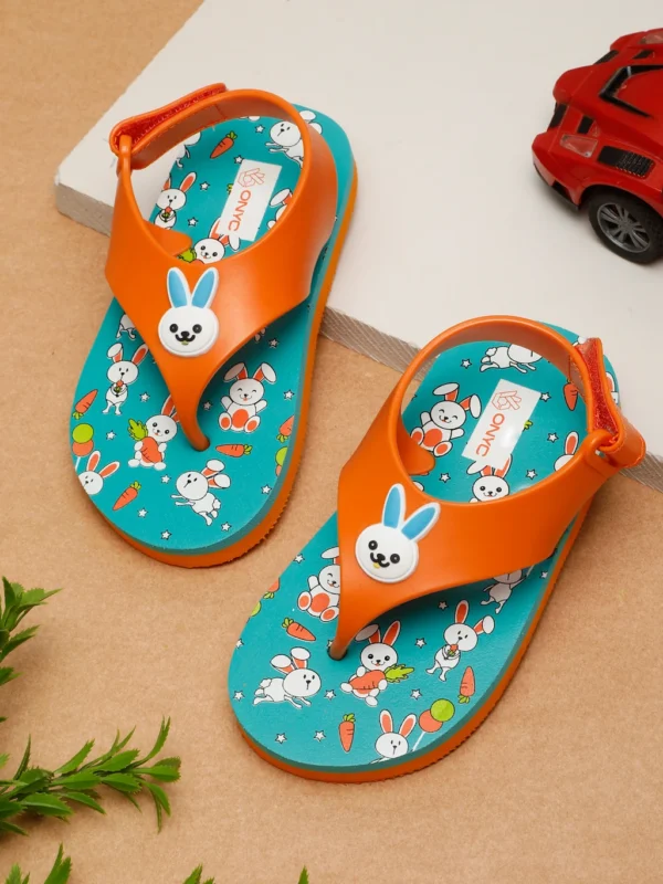 onyc Velcro T-bar Sandals For Boys & Girls (Orange , 2-2.5 Years)