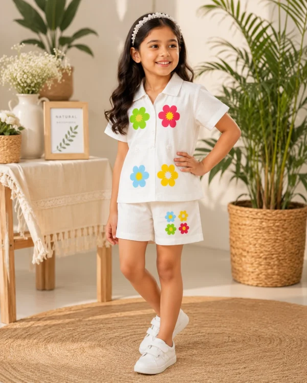 Linotex Girls Casual Cotton Lycra Blend Shirt Style Top (Multicolor, Pack of 1)