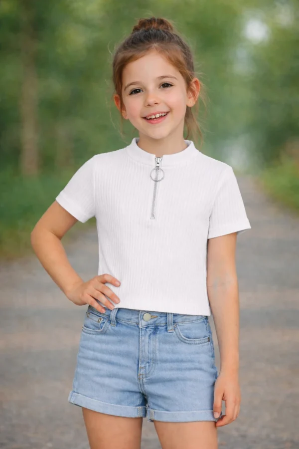 Zemkart Baby Girls Solid Cotton Blend Regular T Shirt (White, Black, Pack of 2)