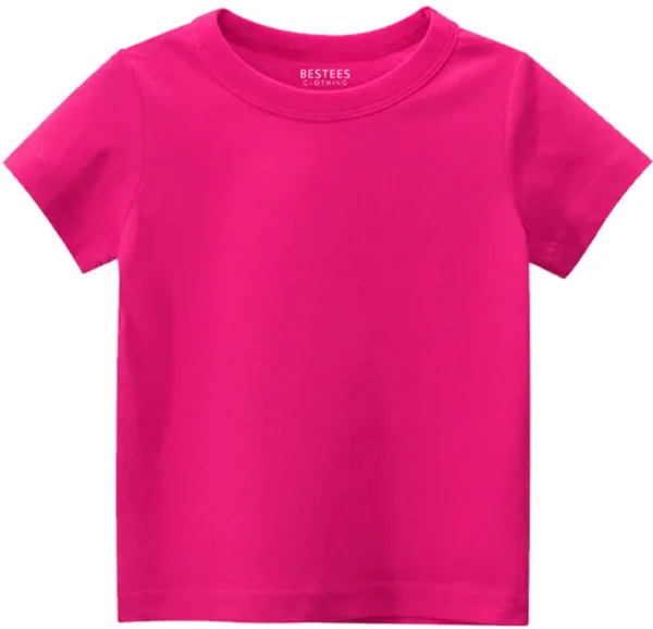 BESTEESCLOTHING Baby Boys & Baby Girls Solid Pure Cotton Regular T Shirt (Pink, Pack of 1)