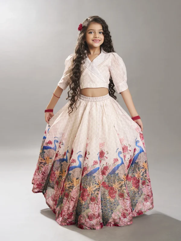 Bitiya By Bhama Indi Girls Lehenga Choli Ethnic Wear Printed Lehenga Choli (Pink, Pack of 1)