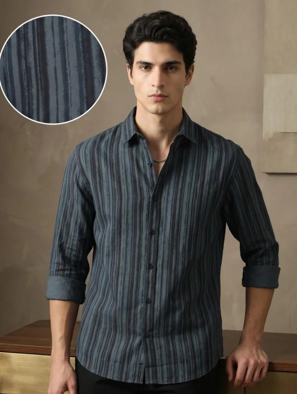 METRONAUT Men Regular Fit Striped Spread Collar Casual Shirt