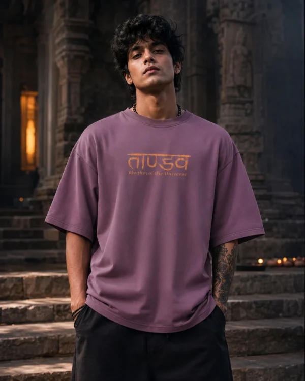 WARRIOR WORLD Men Printed Round Neck Pure Cotton Purple T-Shirt