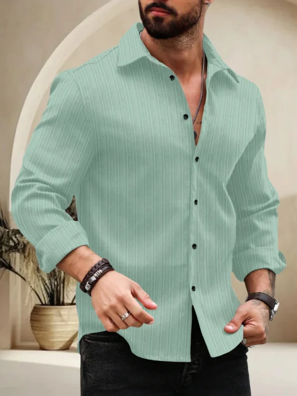 SPOQUE Men Regular Fit Self Design Spread Collar Casual Shirt